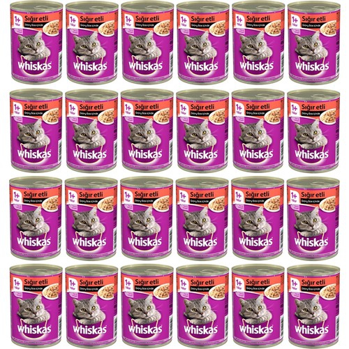 Whiskas Sığır Etli 400 gr 24’lü Yetişkin Kedi Konservesi