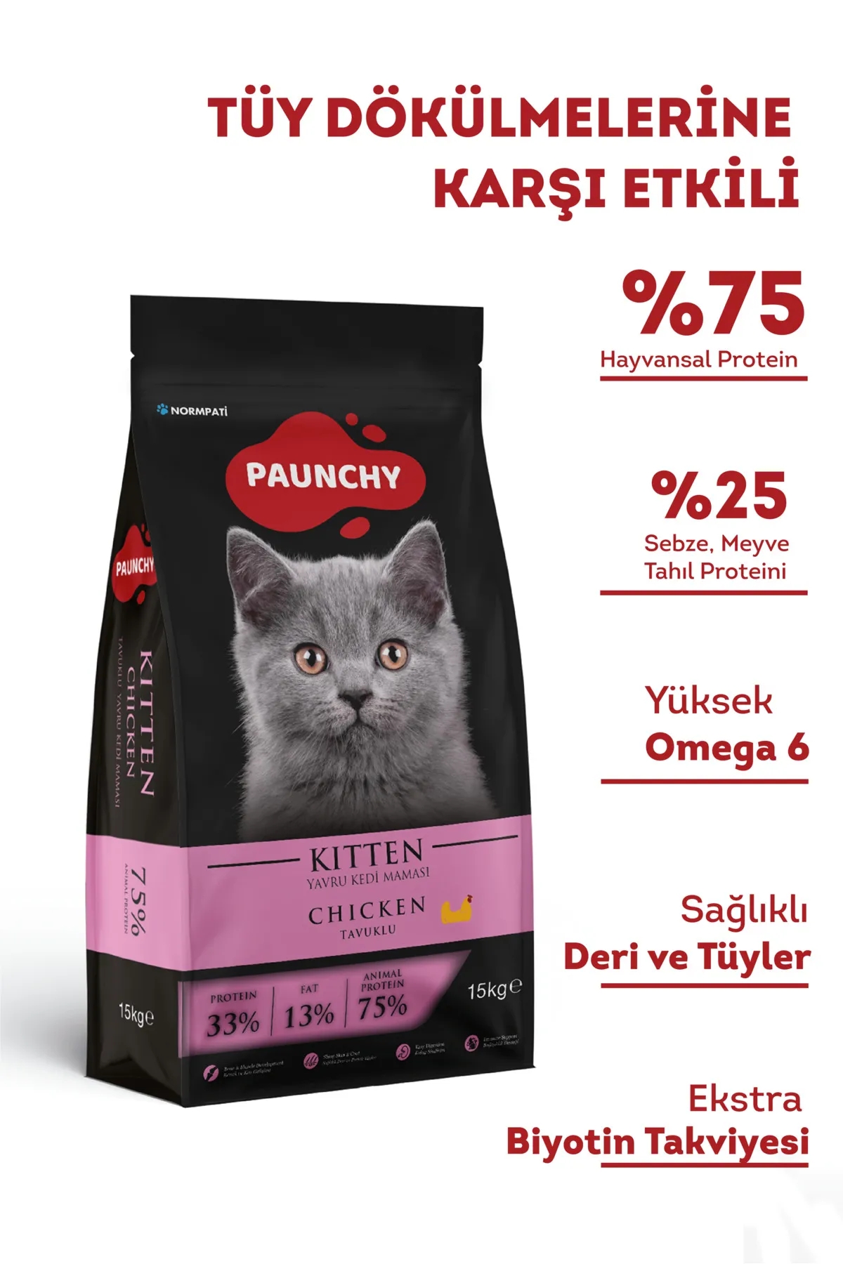  Paunchy Tavuklu Yavru Kedi Maması 15 Kg