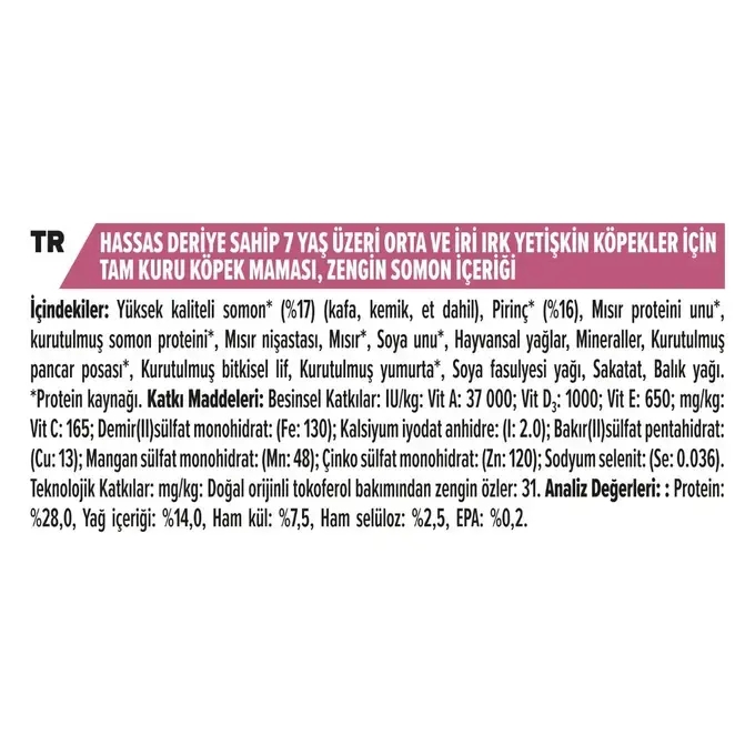 Pro Plan Senior Sensitive Somon Yaşlı Kuru Köpek Maması 14 kg