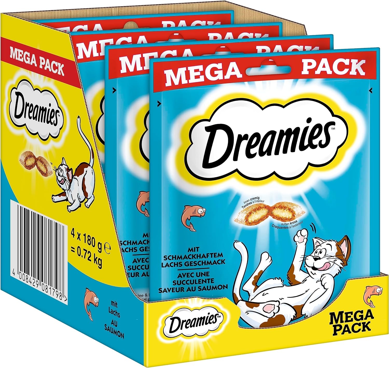 Dreamies Mega Paket Somonlu Kedi Ödülü 4 x180 Gr