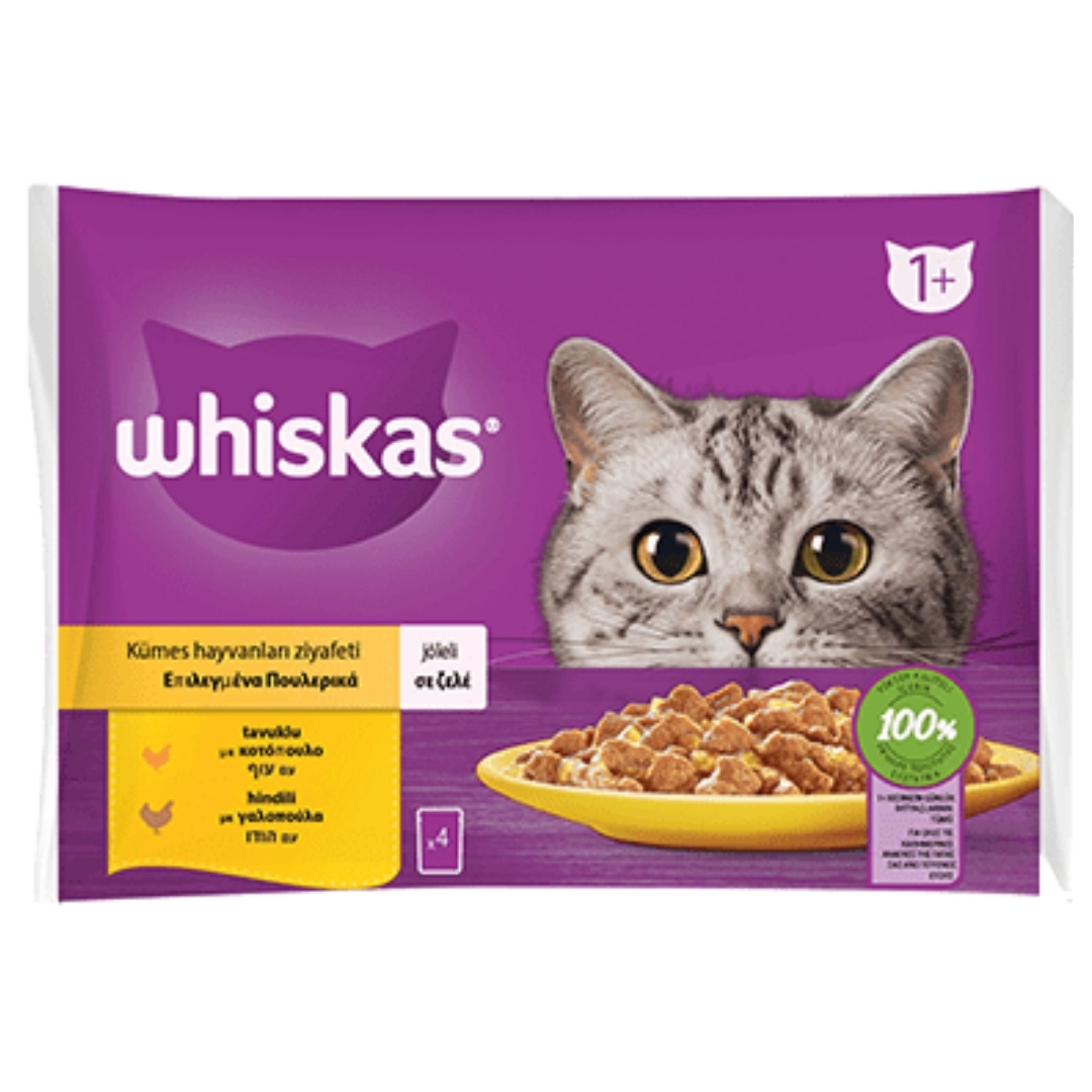 Whiskas Pure Delight Kümes Hayvanları Ziyafeti Tavuklu Hindili 4X85 gr (13 Adet)