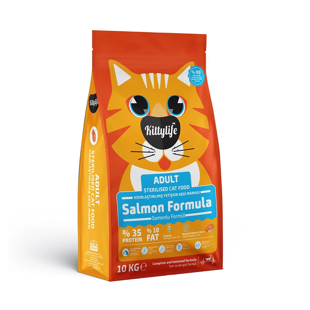 Kittylife Somonlu  Kısırlaştırılmış Yetişkin Kedi Maması 10 Kg
