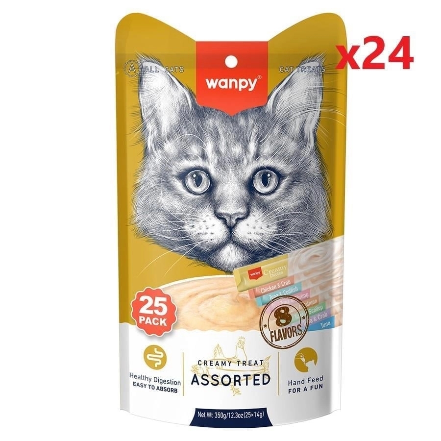 Wanpy Karışık 8 Lezzetli Kremasıvı Kedi Ödülü 25x14gr X 24 Pk 1 Koli