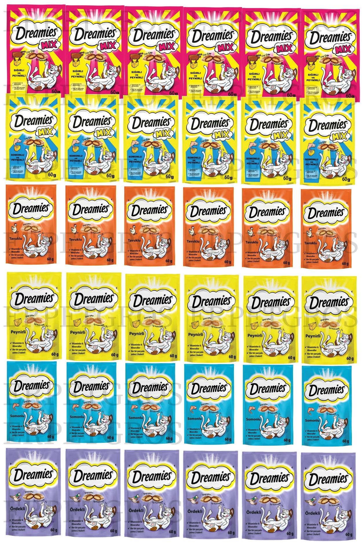 Dreamies kedi ödül maması karışık paket 60 gr x36 adet