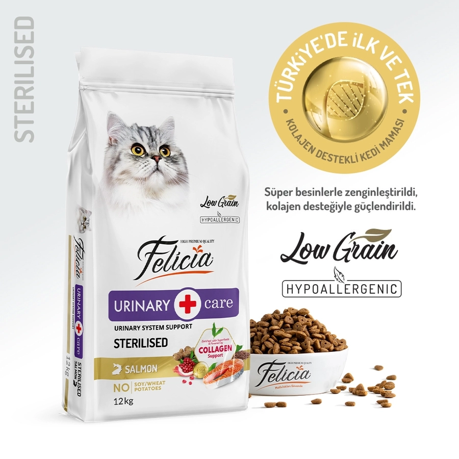 Felicia 12 Kg Kolajen Destekli Hipoalerjenik Somonlu Kısırlaştırılmış Yetişkin Kedi Maması