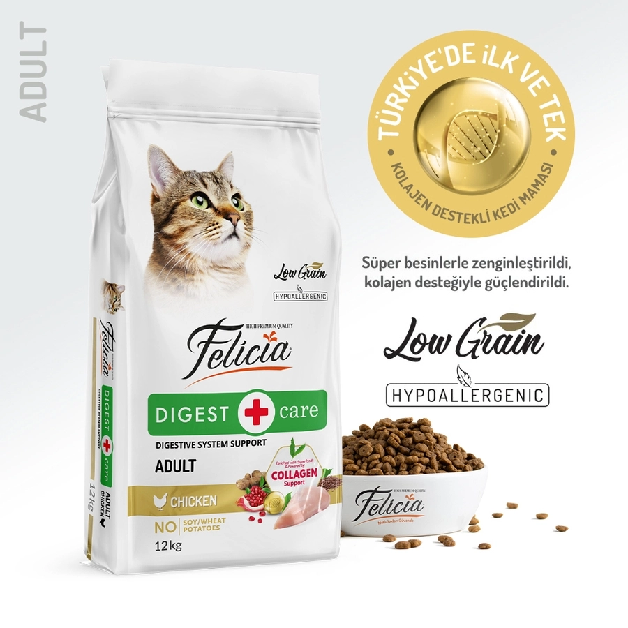 Felicia 12 Kg Kolajen Destekli Hipoalerjenik Tavuklu Yetişkin Kedi Maması