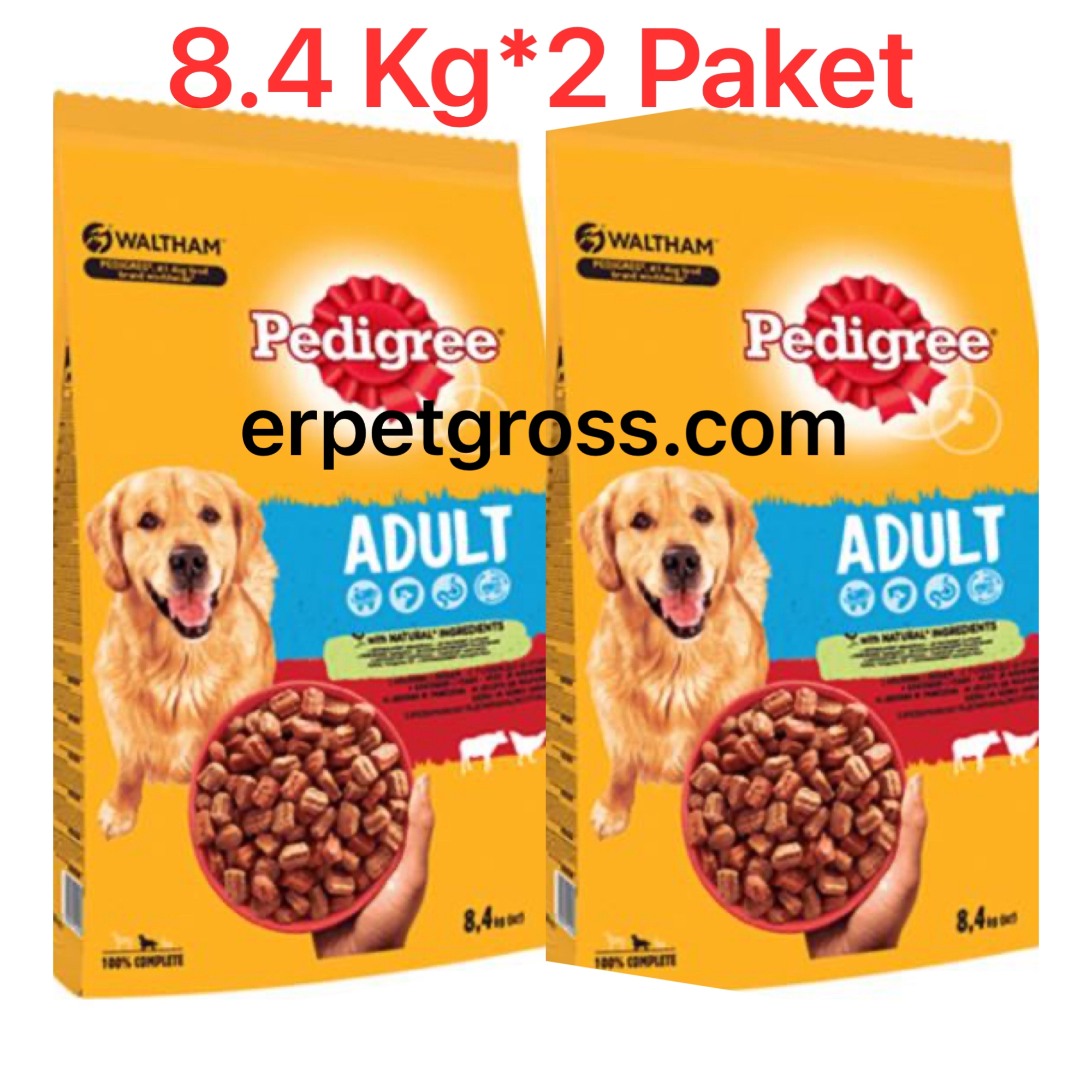 Pedigree Biftekli ve Kümes Hayvanlı 8.4 kg*2 Ad Yetişkin Köpek Maması