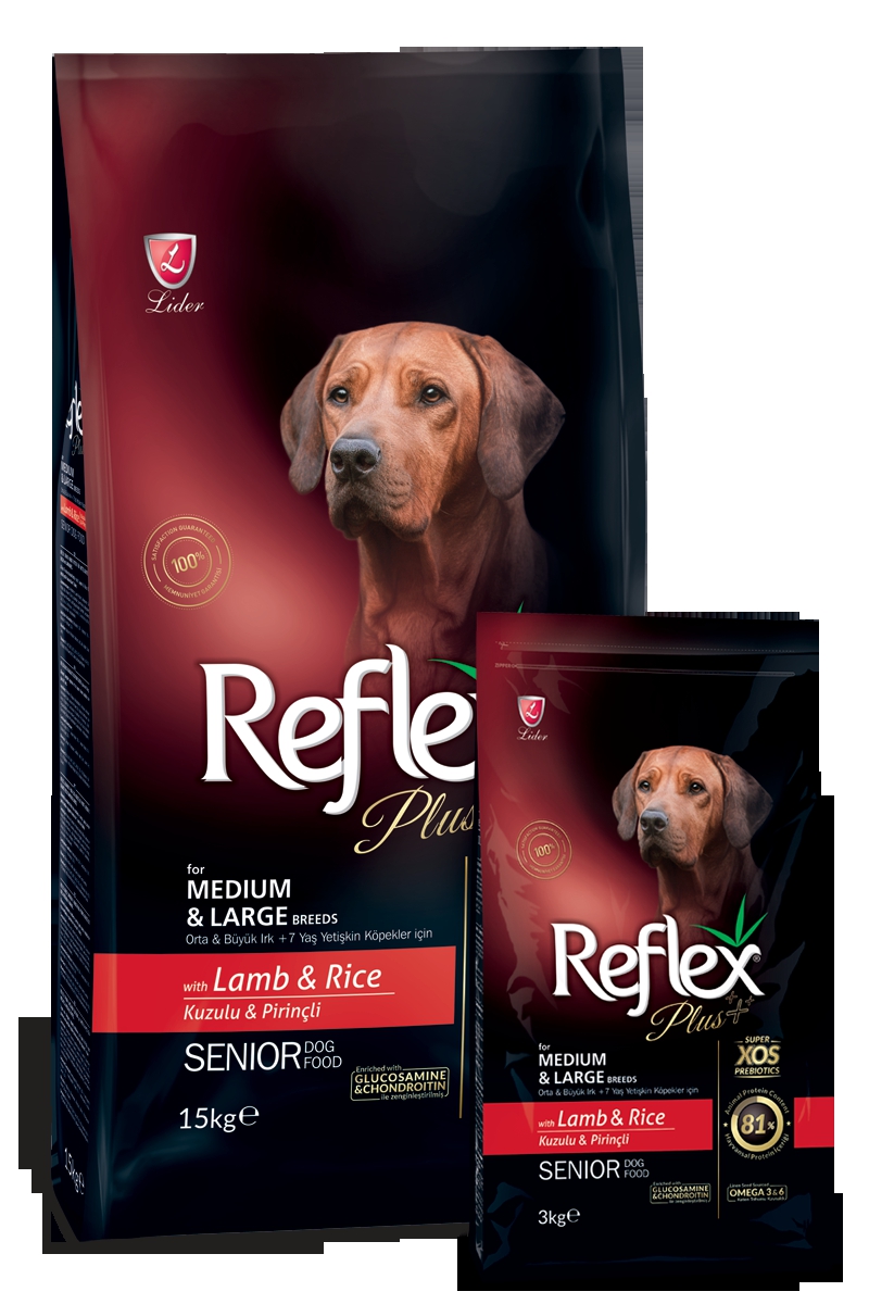 Reflex Plus Orta Ve Büyük Irk +7 Yaş İçin Kuzu Etli 15 kg Yaşlı Kuru Köpek Maması