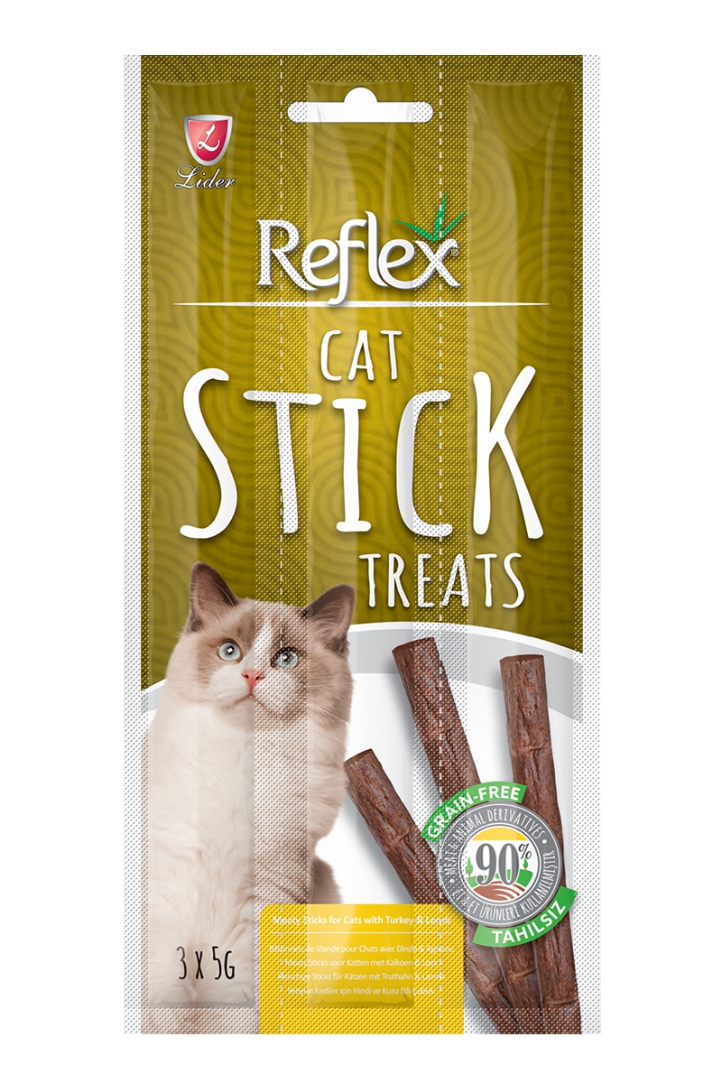 Reflex Hindili ve Kuzulu Tahılsız Yetişkin Kediler için Ödül Çubuk 3*5 Gr