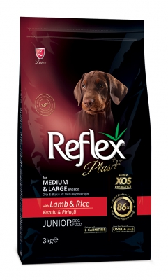 Reflex Plus Büyük Irk Kuzulu Pirinçli Yavru Köpek Maması 3 Kg