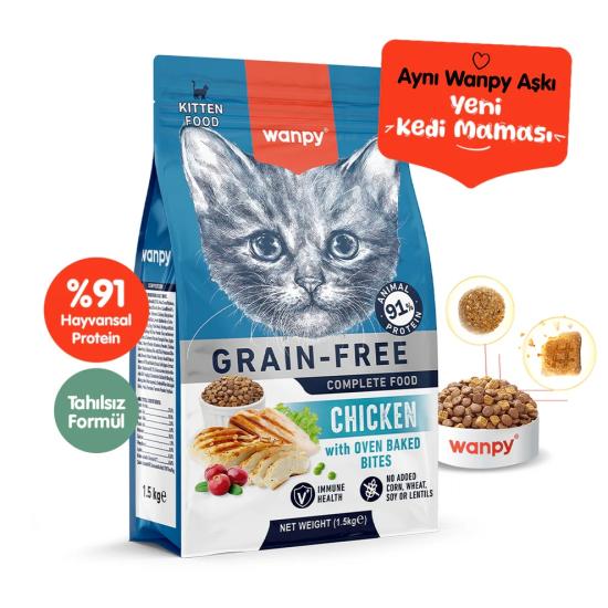 Wanpy Tahılsız Tavuklu Yavru Kedi Kuru Maması 1,5 kg