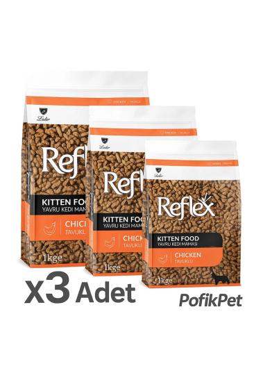 Reflex Kitten Tavuklu Yavru Kedi Maması 3’lü 1 kg x 3 Paket