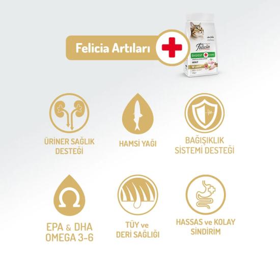 Felicia 2 Kg Kolajenli Tavuklu Az Tahıllı Yetişkin Kedi Maması HypoAllergenic Kedi Maması