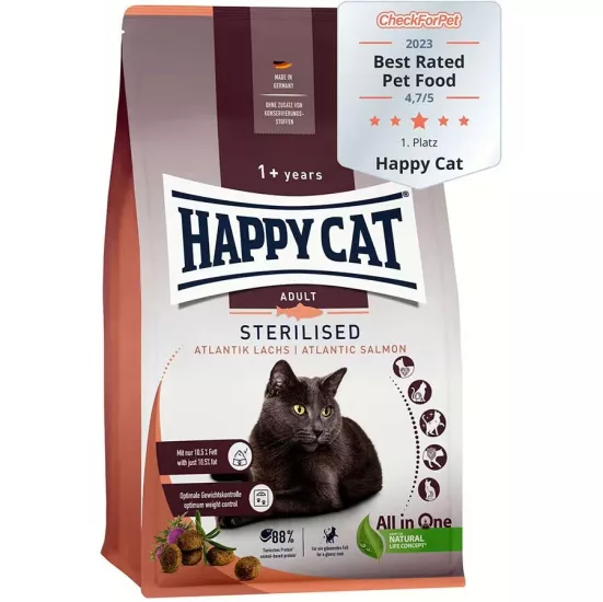 Happy Cat Atlantic Lachs Somonlu Kısırlaştırılmış Kedi Maması 10 kg