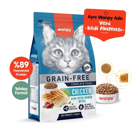 Wanpy Tahılsız Tavuklu Yetişkin Kedi Kuru Maması 1,5 kg