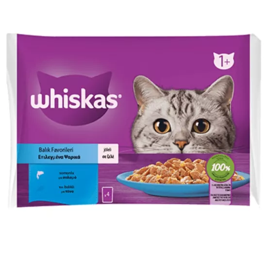 Whiskas Balık Favorileri Yaş Kedi Maması 4’lü 85 gr X 13 Adet