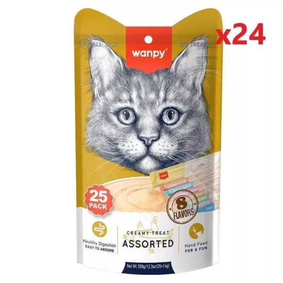 Wanpy Karışık 8 Lezzetli Kremasıvı Kedi Ödülü 25x14gr X 24 Pk 1 Koli