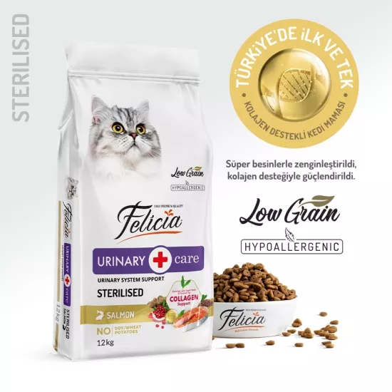 Felicia 12 Kg Kolajen Destekli Hipoalerjenik Somonlu Kısırlaştırılmış Yetişkin Kedi Maması