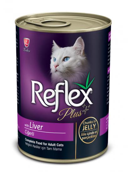 Reflex Plus Jöle İçinde Ciğerli Yetişkin Kediler için Konserve Yaş Mama 24 Ad