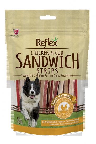 Reflex Duck & Cod Sandwich Kurutulmuş Ördek Etli & Morina Balıklı Dilim Sandviçler Köpek Ödülü 80 Gr