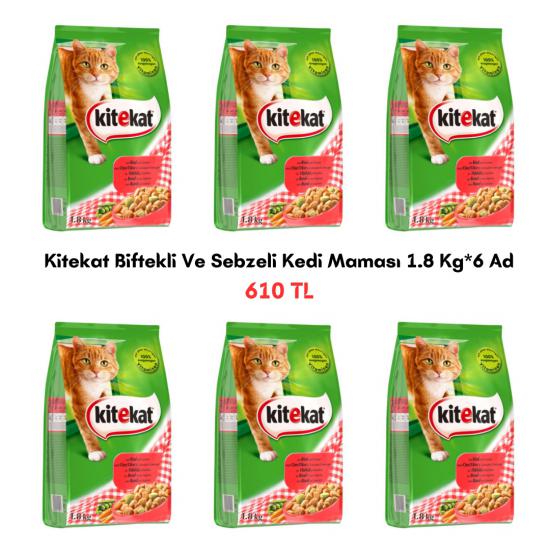 Kitekat Biftekli Ve Sebzeli Kedi Maması 1.8 Kg*6 Ad