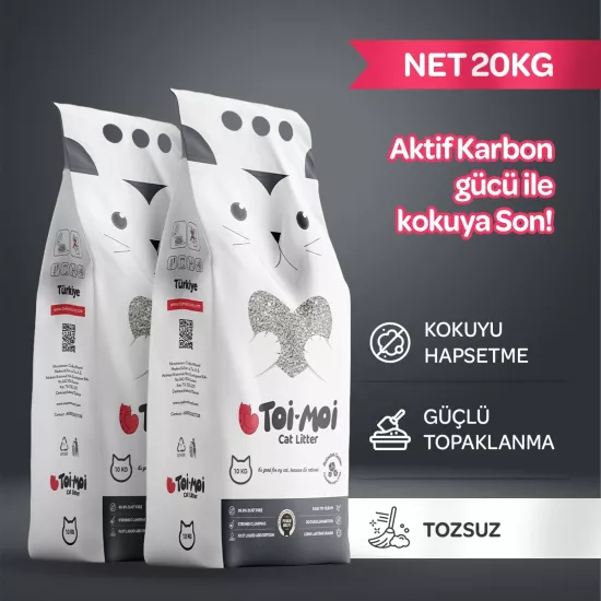 Toi Moi Aktif Karbonlu 10 lt 2’li Bentonit Kedi Kumu
