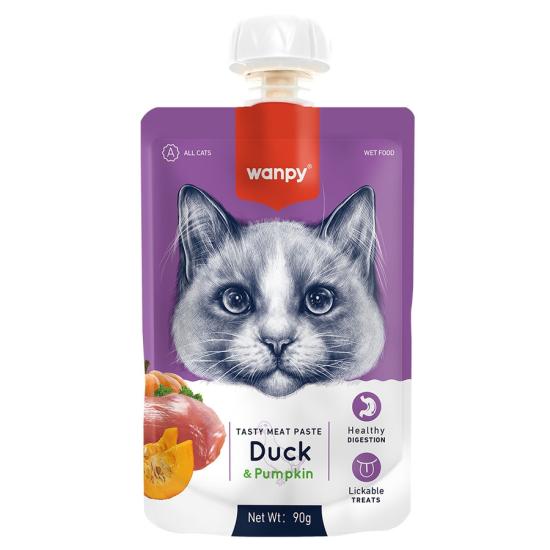 Wanpy Taze Ördekli ve Bal Kabaklı 90 gr Kedi Et Ezmesi