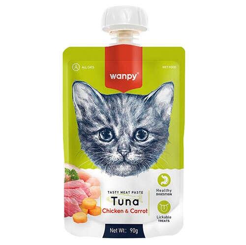 Wanpy Ton Balıklı Tavuklu ve Havuçlu 90 gr Ezme Kedi Ödül Maması