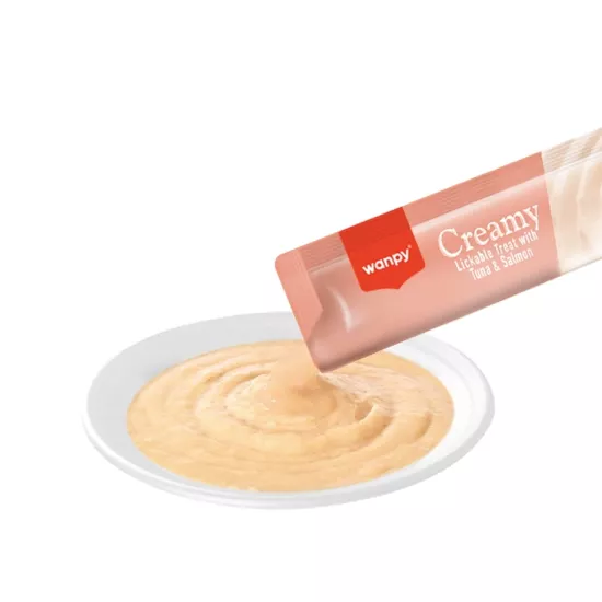 Wanpy Ton Balıklı ve Somonlu 5x14 gr Krema Kedi Ödül Maması