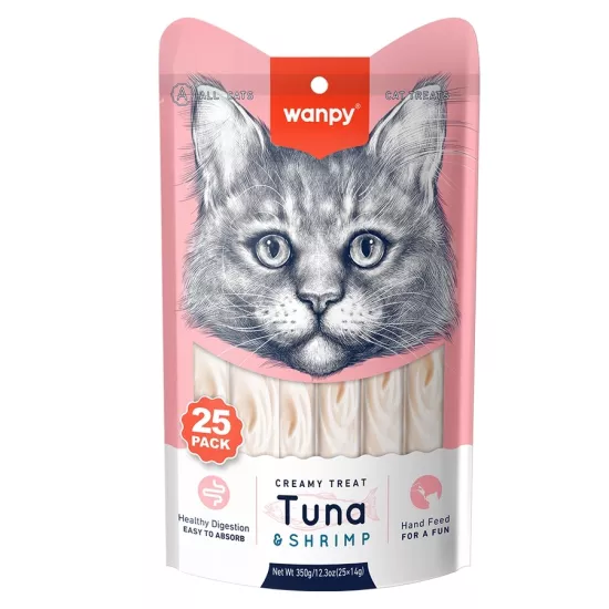 Wanpy Ton Balıklı ve Karidesli 25x14 gr Krema Kedi Ödül Maması