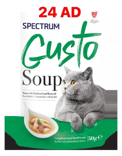 Spectrum Gusto Ton Balıklı , Uskumru ve Brokoli Kedi Çorba 50gr*24