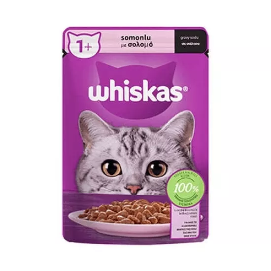Whiskas Pouch Sos Içinde Somonlu Yetişkin Kedi Konservesi 85 gr x 28
