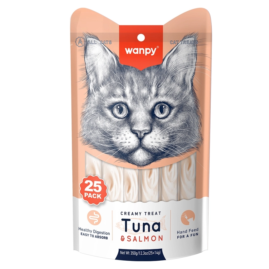Wanpy Ton Balıklı ve Somonlu 25x14 gr Krema Kedi Ödül Maması