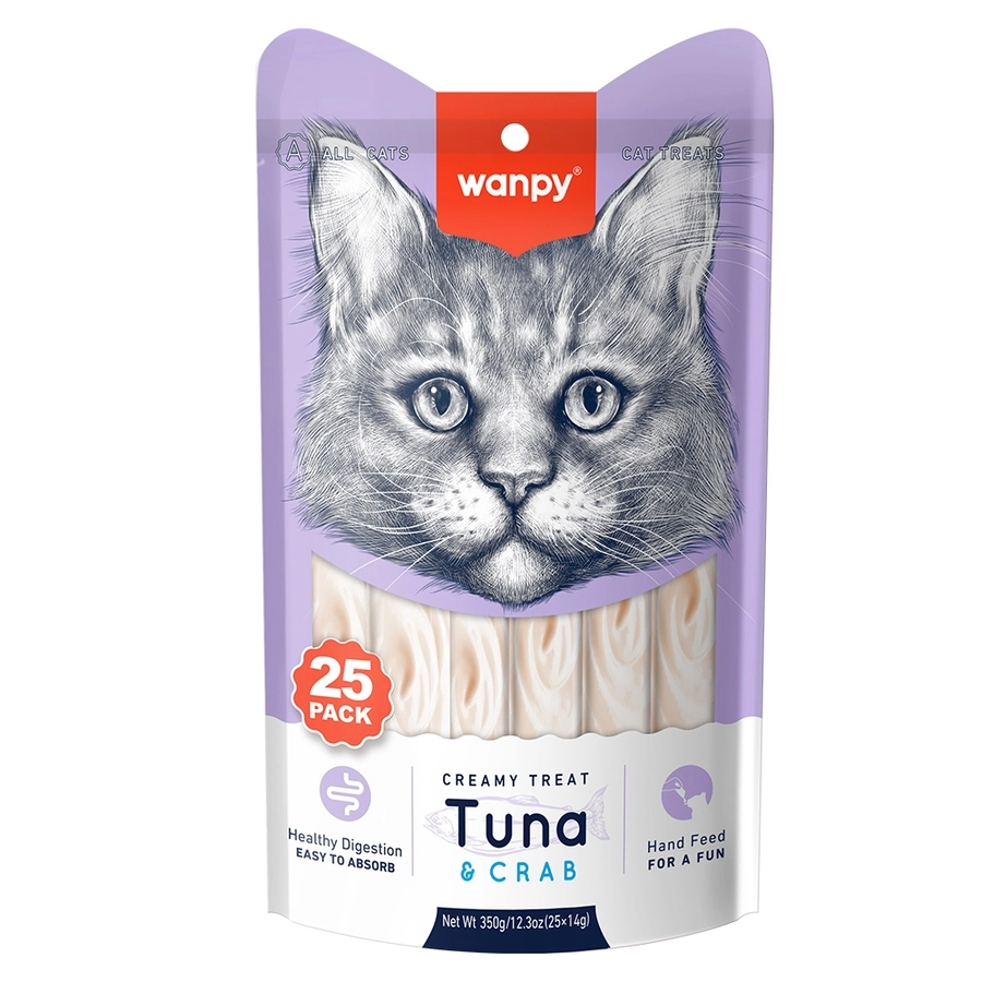 Wanpy Ton Balıklı ve Yengeçli 25x14 gr Krema Kedi Ödül Maması