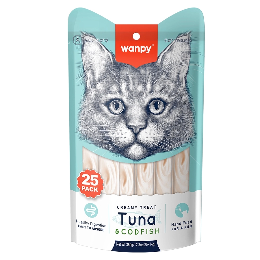 Wanpy Ton Balıklı ve Morina Balıklı 25x14 gr Krema Kedi Ödül Maması