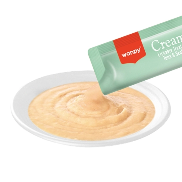 Wanpy Ton Balıklı ve Deniz Taraklı 25x14 gr Krema Kedi Ödül Maması