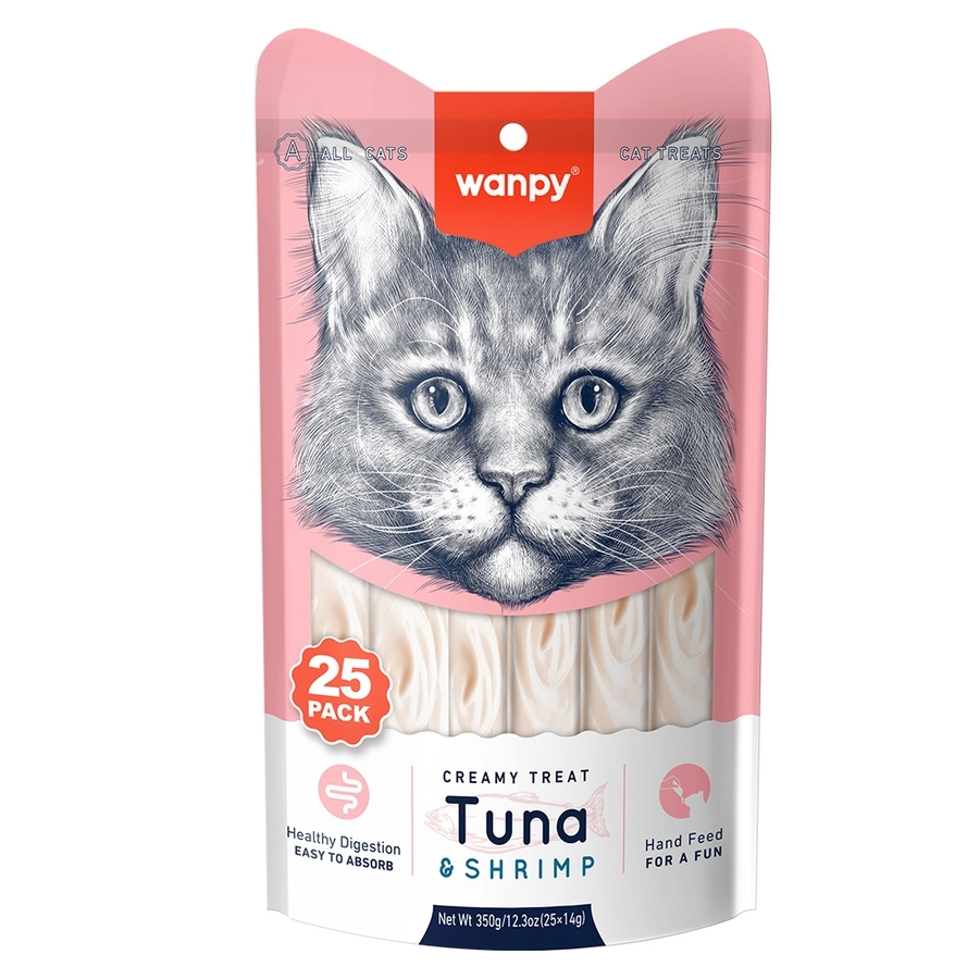Wanpy Ton Balıklı ve Karidesli 25x14 gr Krema Kedi Ödül Maması